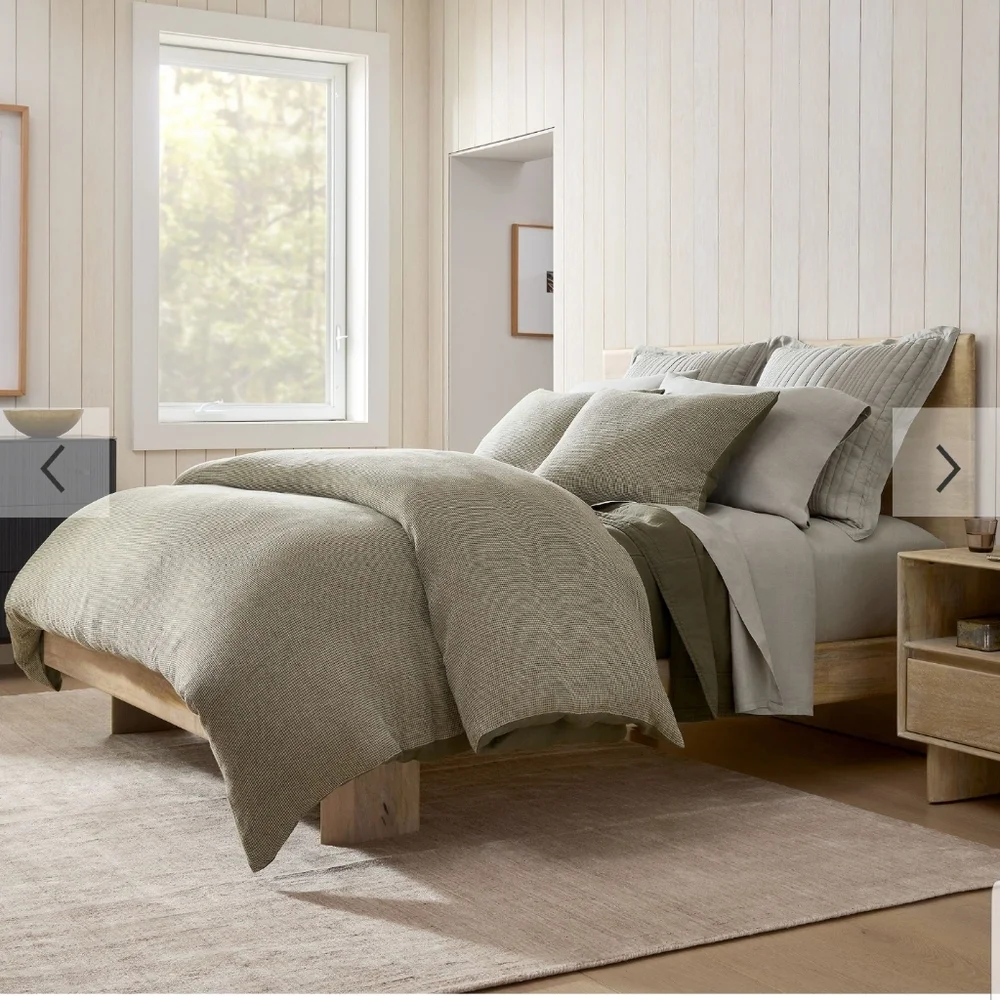 ❤️BUY 2 GET 1 FREE West Elm European Flax Linen Mini Waffle Duvet Cover, King
